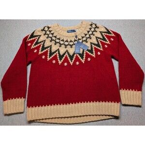 Polo Ralph Lauren Womens XL Red multi Fair Isle Inspired Wool/Alpaca Retro NWT